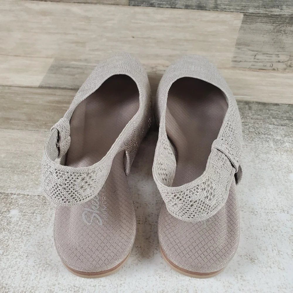 Skechers Cleo Snip Sweet Time Womens Flats Sz 10 Taupe Beige Slingback Round Toe